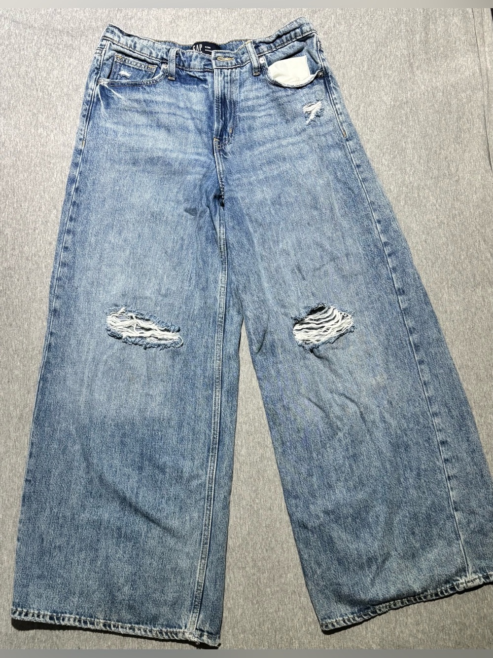 GAP Light Blue Wide-Leg Distressed Jeans